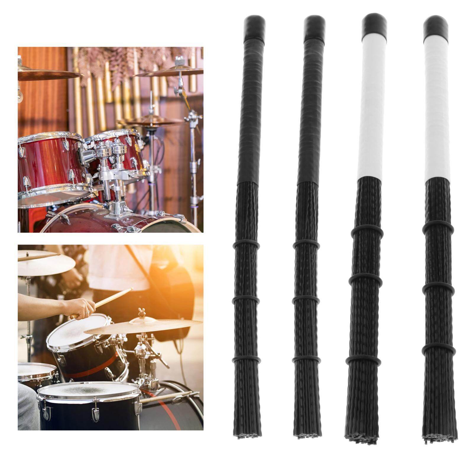 Jazz Drum Brushes Drum Kit Rubber Handle Professional Drumstick Nylon Husk Brush for Country Music Jazz Rock Drummers Beginner