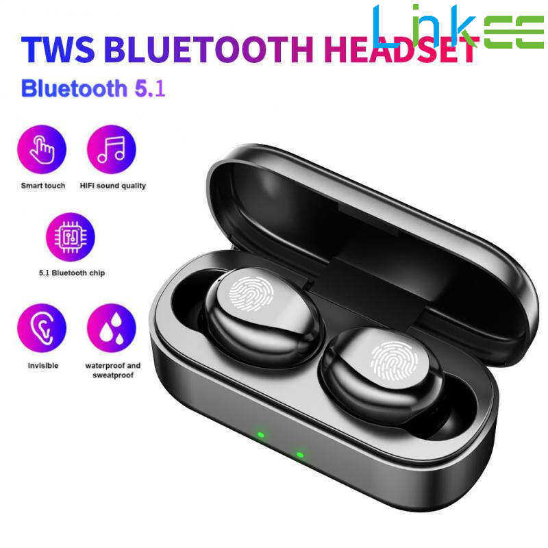 Linkee Wireless Stereo Earphones TWS Bluetooth 5.1 Headset Earbuds Noise Reduction Headphone ราคา 138 บาท*ส่งฟรี