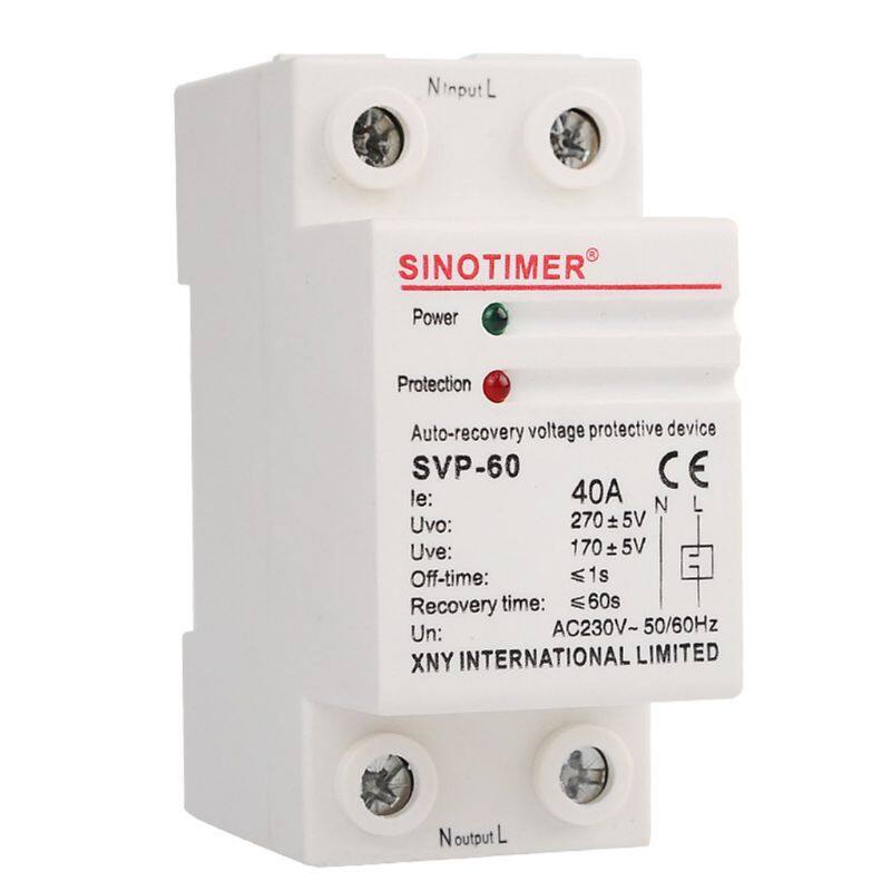 Hot Bán Thiết Bị Bảo Vệ Rơle Điện Áp Dưới Đường Ray Din 230V AC 40A Tự Động Phục Hồi Kết Nối Lại Quá Áp Bảo Vệ