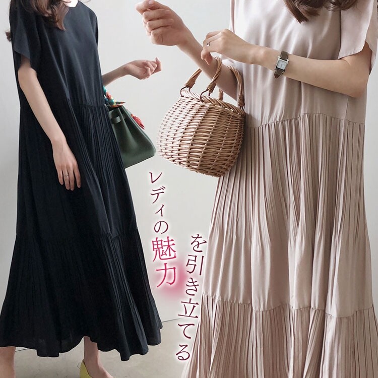 Phụ Nữ Của Đầm Dài Màu Trơn Cổ Tròn Văn Học Vải Lanh Và Cotton Váy Lỏng Lẻo Ngắn Tay Xếp Li