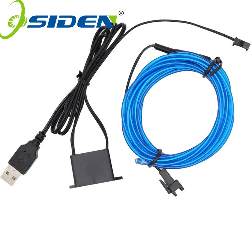 Dây Đèn USB 1M3M5M Đèn LED Xanh Dương Không Thấm Nước Dải Dây EL Phát Sáng Trang Trí Nội Thất Xe Hơi 5V, Phổ Quát Cho Hầu Hết Các Xe