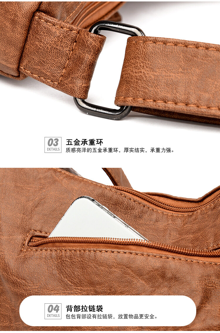 Womens Bags 2022 New Korean Version Messenger Bag Soft Leather Small Bag Fashion Ladies One Shoulder Mom Bag