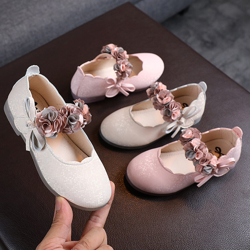 Cô Gái Giày SLIP-ON Da Trẻ Em Bé Trẻ Sơ Sinh Hoa Dép công chúa bé gái mới