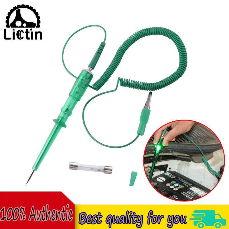 Lictin đèn pha xe hơi kiểm tra mạch điện áp DC 6V 12V 24V Hệ thống Detector probe thử nghiệm dây đèn mạch Tester