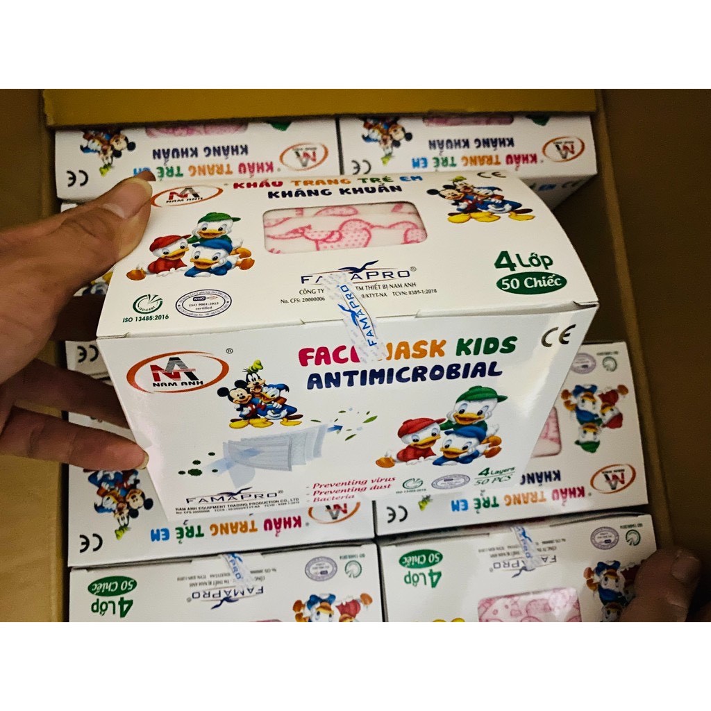 Khẩu trang y tế trẻ em famapro hộp 50 cái - panda