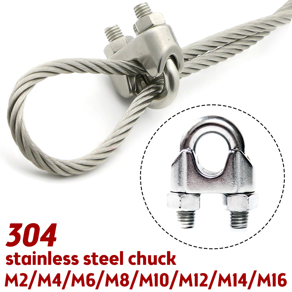 M2 4 6 8 12 14 16 Wire Rope Cable Clip Clamp 304 Stainless Steel U Bolt