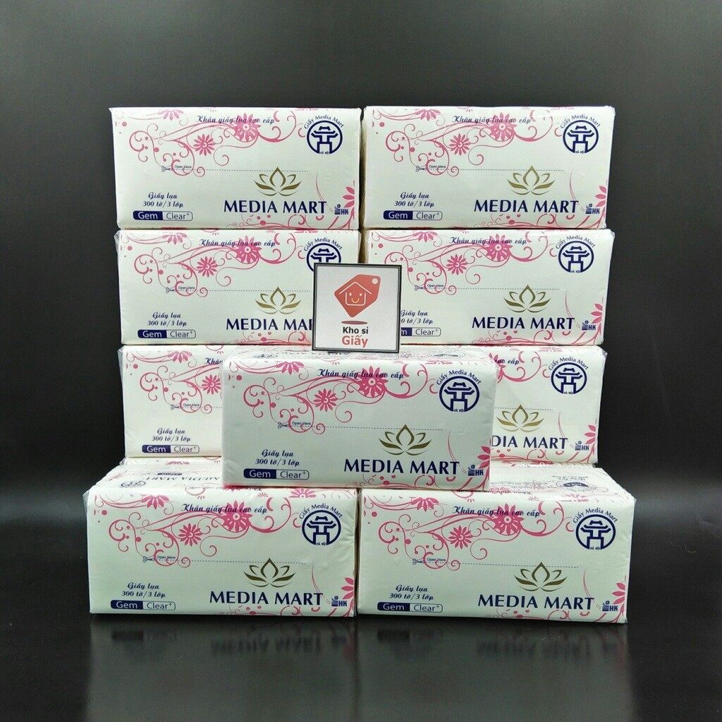 Combo 3 bịch khăn giấy rút 3 lớp media mart 300 tờ - giấy rút lụa nhật quang