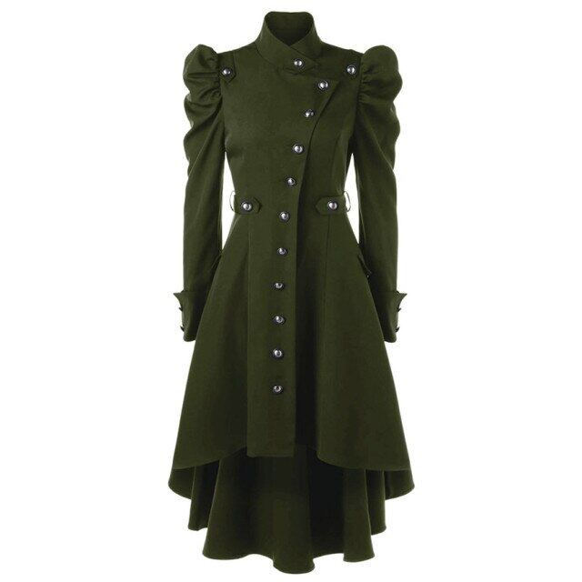 2019เสื้อผู้หญิง Vintage Steampunk ยาว Gothic Overcoat สุภาพสตรีแจ็คเก็ตรีโทร Luxury ยี่ห้อ Dovetail Veste Femme