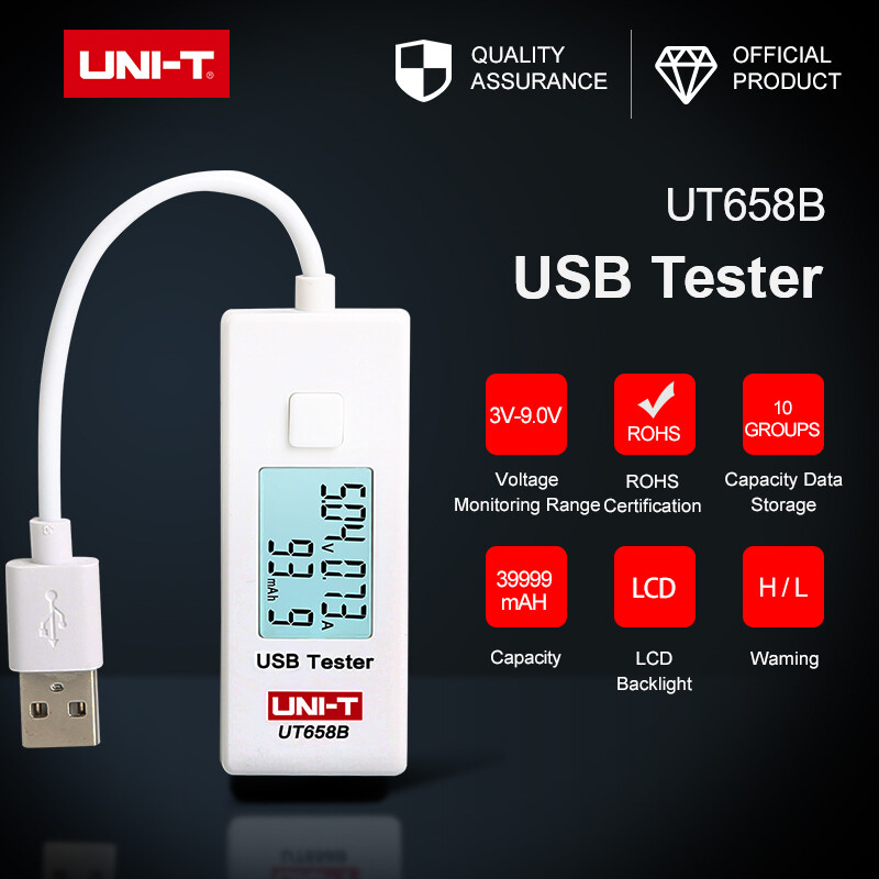 Uni-t ut658b thiết bị kiểm tra usb máy tính điện thoại điện áp sạc hiện tại thiết bị theo dõi năng lượng đèn nền lcd