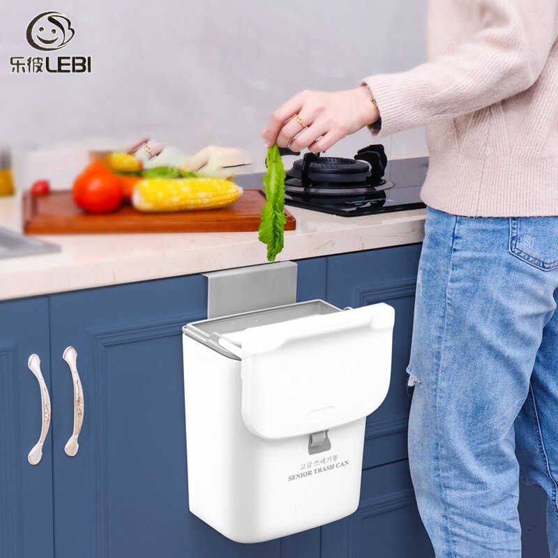 Hanging cabinet door kitchen trash can household dry and wet separation wall-mounted trash can sliding lid sorting trash can ราคา 203 บาท*ส่งฟรี