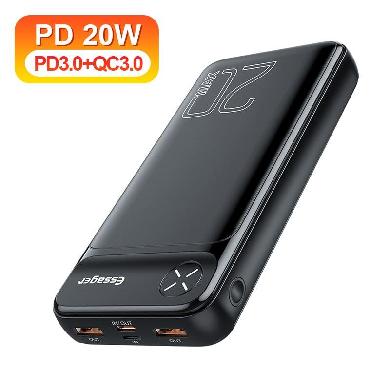 Essager 20000mAh Power Bank External Battery Pack PD 20W Fast Charging Portable Charger for IPhone A
