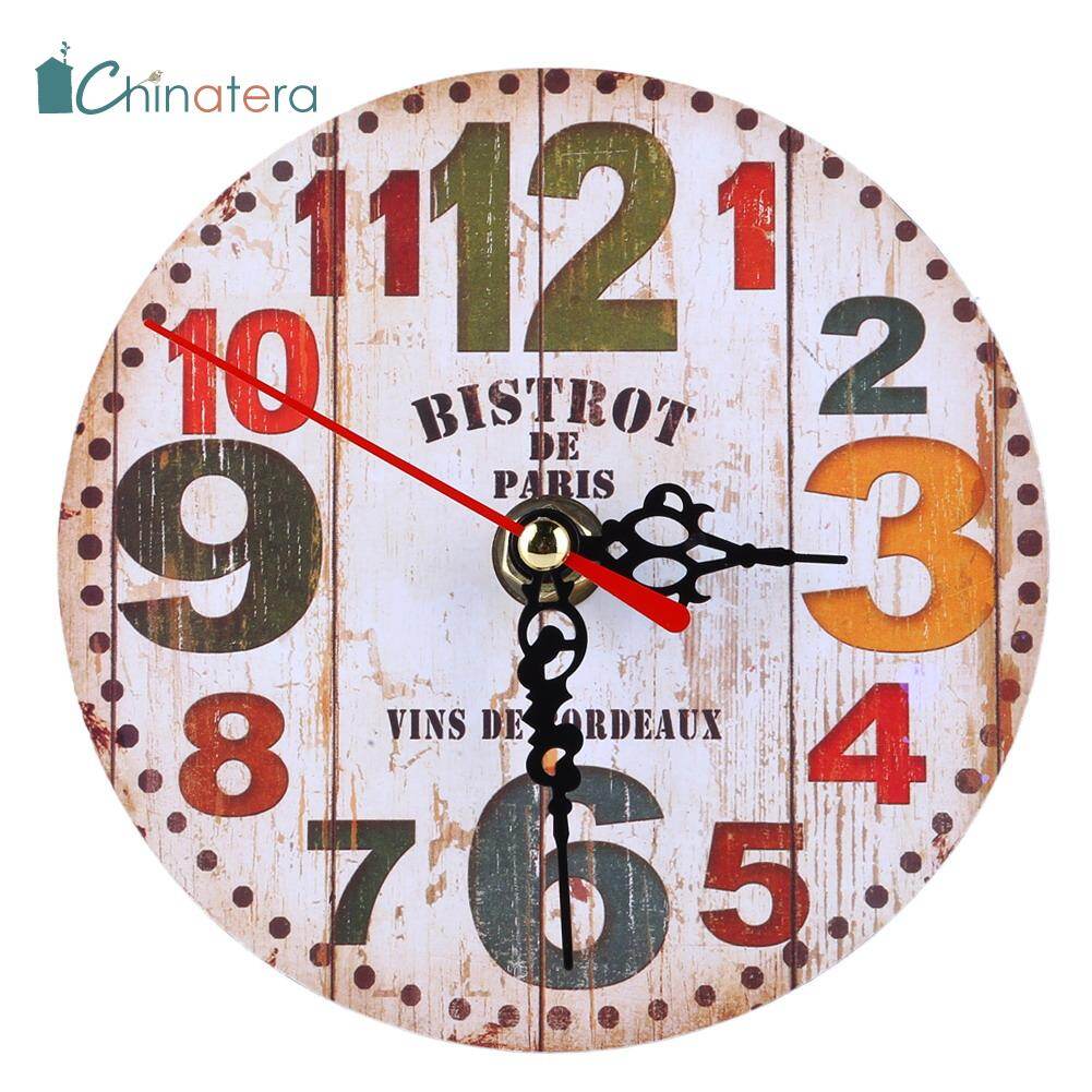 [Chinatera] Đồng Hồ Treo Tường Bằng Gỗ Cổ Điển Đồng Hồ Tròn Treo Đồng Hồ Treo Tường Trang Trí Nhà Bếp Mộc Mạc Tồi Tàn