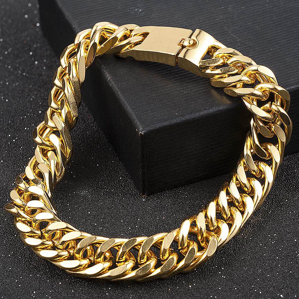 Fashion Man Cool Stainless Steel Gold Silver Bracelet Hollow Bracelet Gift Jewelry