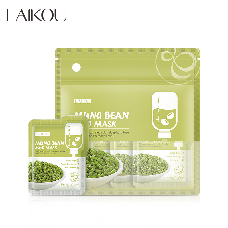 LAIKOU Mặt Nạ Bùn Đậu Xanh 12 Cái Giảm Mụn Đầu Đen
