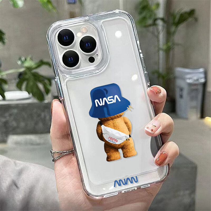 Ốp Lưng Bảo Vệ Toàn Diện Ốp Điện Thoại Cho iPhone Gấu NASA Trong Suốt Vỏ