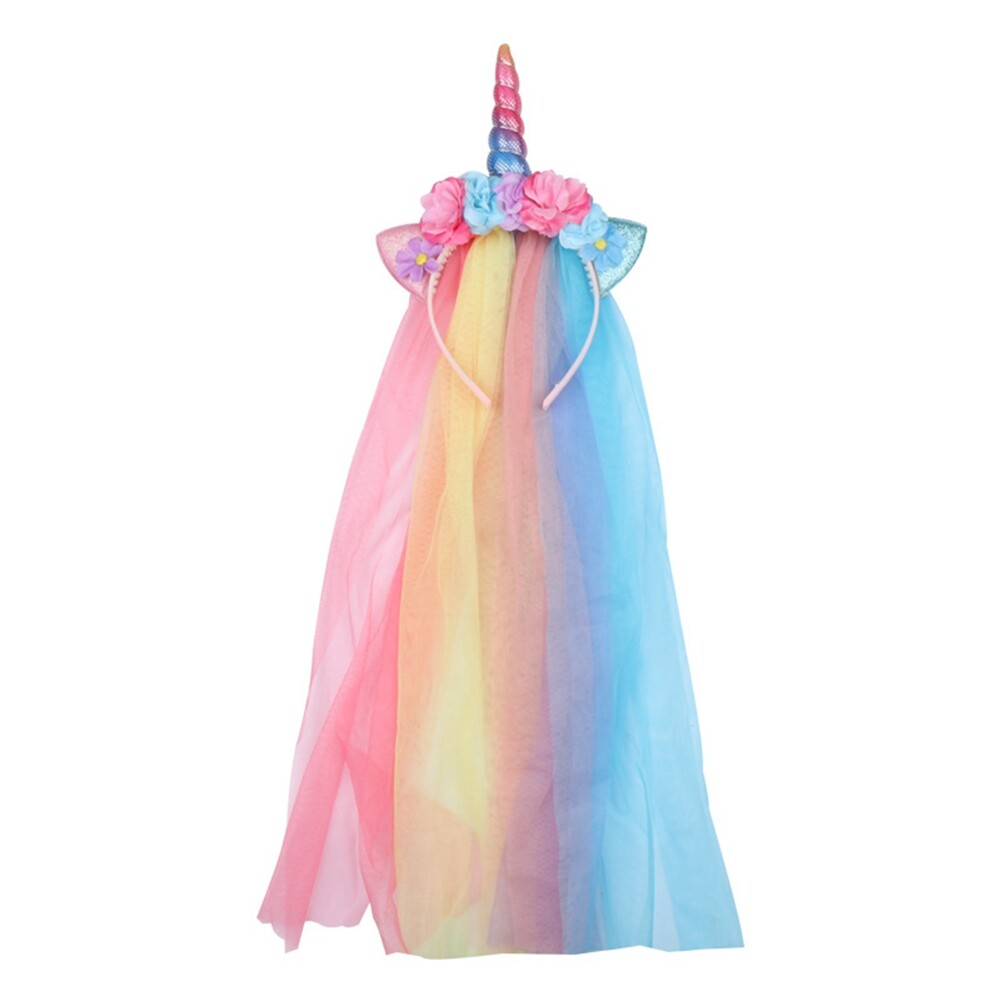 Rainbow Unicorn Horn Headband แมวหู Tulle งานเลี้ยงวันเกิดเครื่องแต่งกาย Headwear อุปกรณ์เสริมสำหรับเด็ก