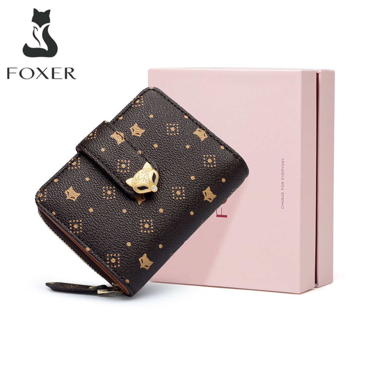 FOXER Phụ Nữ PVC Leathe Chữ Ký Túi Đeo Vai Túi Xách Thời Trang Túi Tote Nhỏ Nữ Cổ Điển Monogram In Ấn Ví Và Ví Ombinations