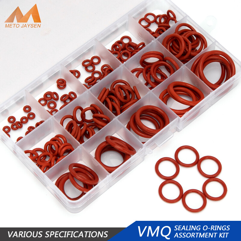 200 cái/hộp máy giặt Ốc vít màu Đỏ vmq niêm phong Silicone O-ring Gasket đường kính 6mm-30mm dày 1.9mm 2.4mm 3.1mm HG009