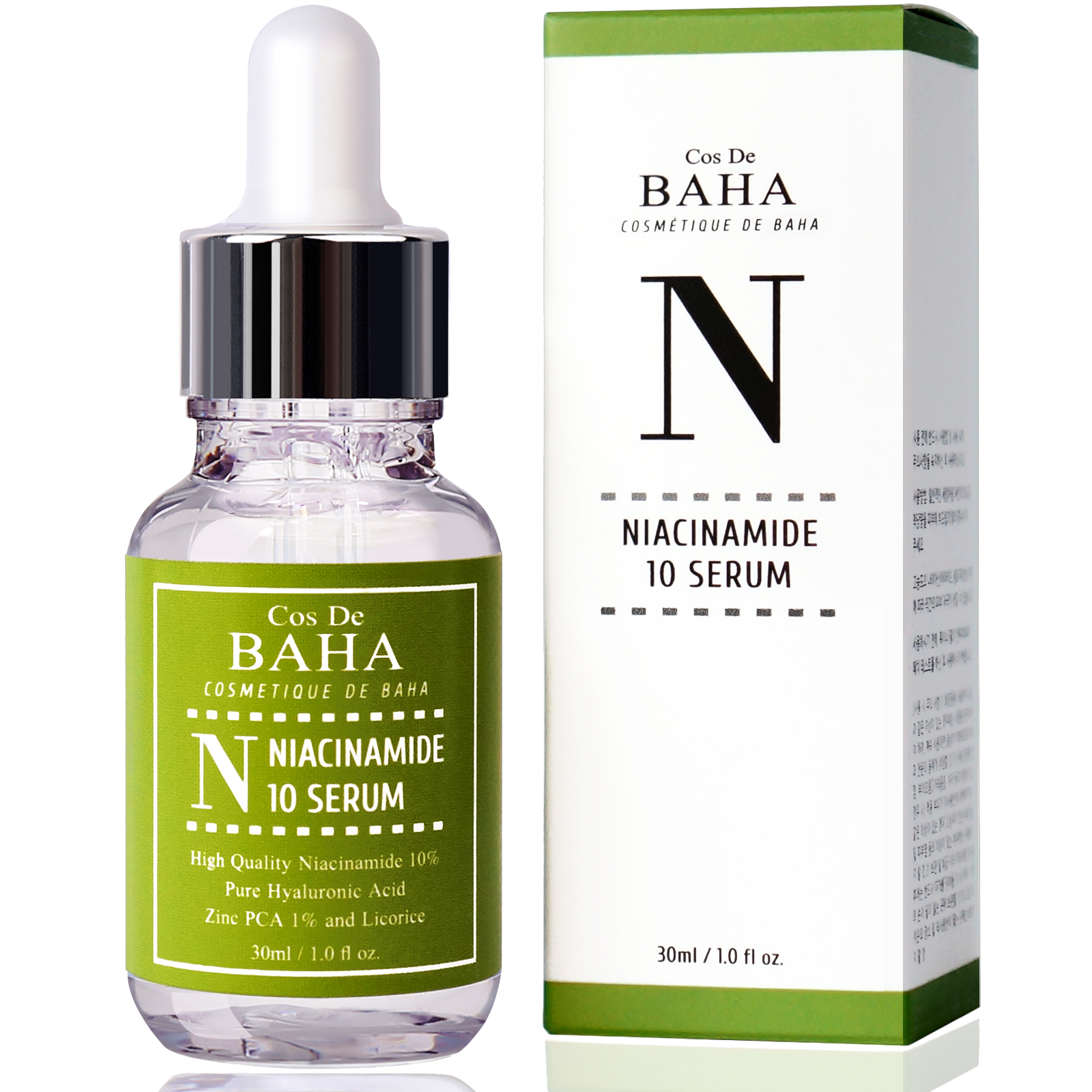 Cos De BAHA-Serum Niacinamide 10% + Kẽm 1% Dành Cho Mặt/Cổ-Se Khít Lỗ Chân Lông, Giảm Nếp Nhăn, Sửa Chữa Da, Vitamin B3