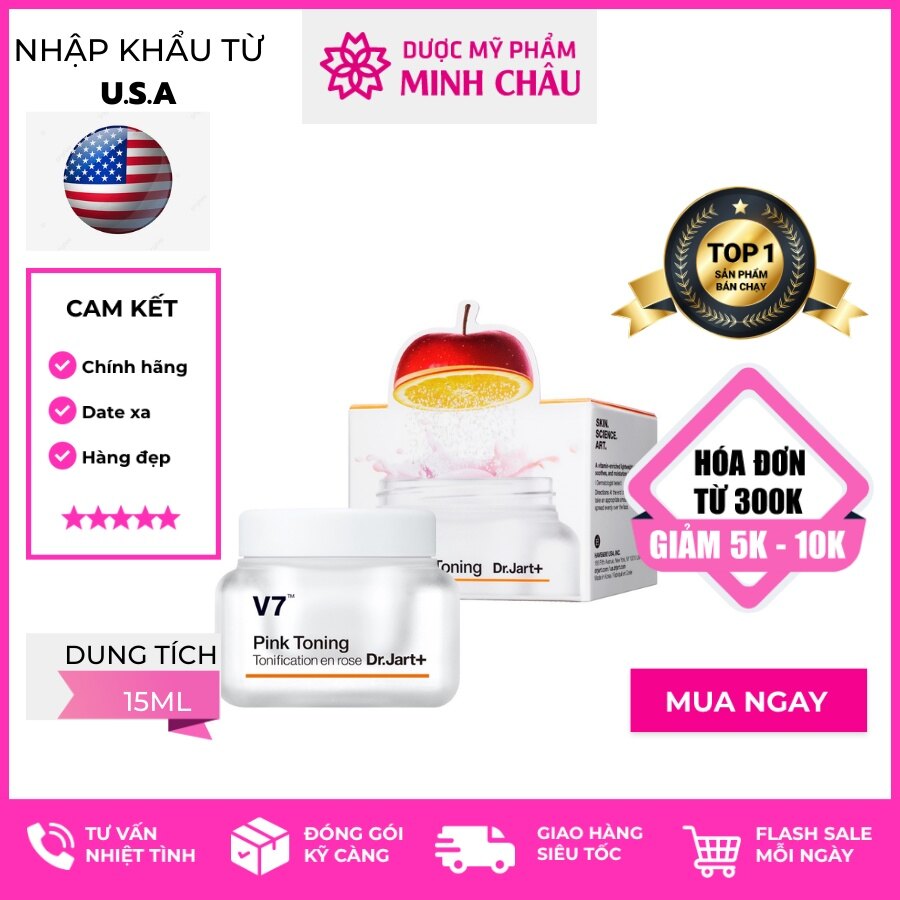 ✅ kem dưỡng trắng da dr.jart+ v7 toning light mini size 15ml