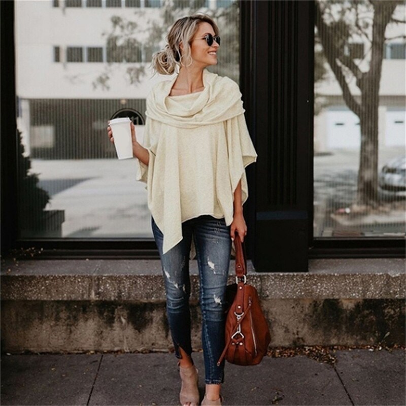 【selling】 2022 New Off Shoulder Ruffle Batwing Female T shirt Women Clothing Tops Irregular Hem Smocked Poncho Cape Costumes