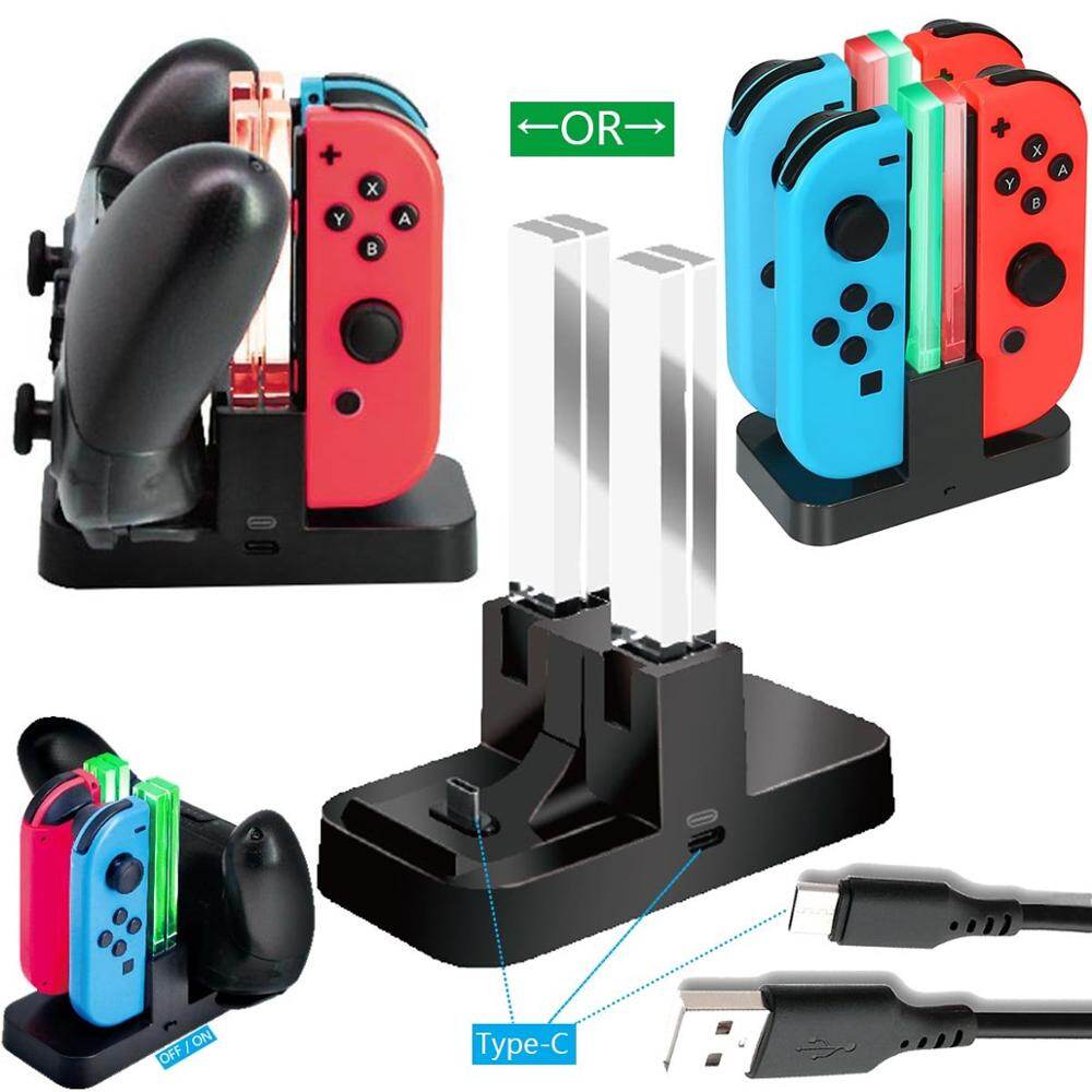 Bộ sạc điều khiển cho nintendo switch đế sạc trạm đứng cho switch joy-con và bộ điều khiển chuyên nghiệp có chỉ báo sạc