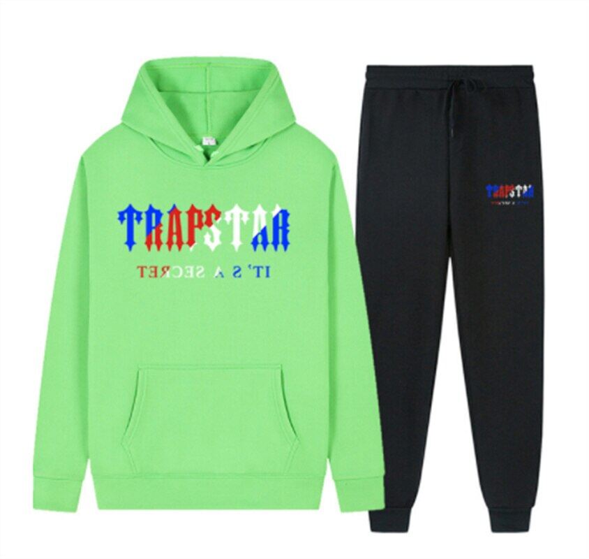 Bộ đồ thể thao in hình thương hiệu trapstar áo len có mũ dáng rộng 16 màu ấm áp cho nam + quần bộ đồ nam và nữ
