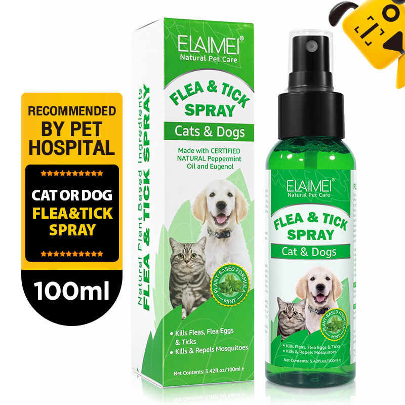 100ml Pet Skin Spray Fleas Killer Tick and Mosquitoes Spray Insect Remover for Cats Dogs Flea Ticks Spray ราคา 101 บาท*ส่งฟรี