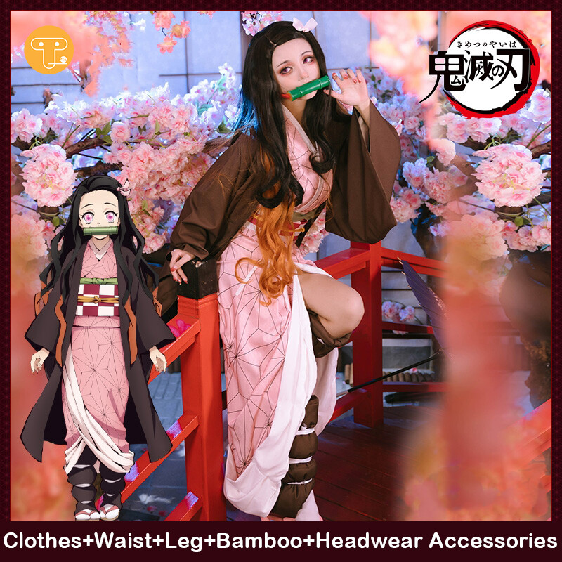 Monkey Fun 鬼滅の刃 Demon Slayer , かまど ねずこ Kamado Nezuko Kimono Cosplay Quần Áo