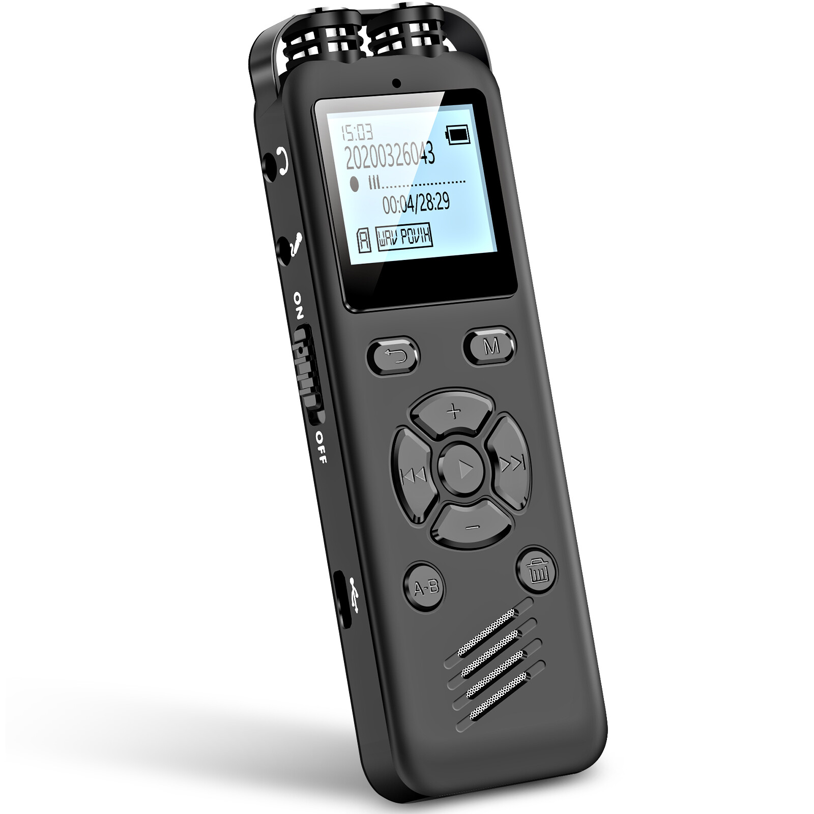 Aomago 1536Kbps Ghi âm Dictaphone MP3 Hỗ trợ phát lại Micrô bên ngoài và Đường truyền trong Ghi âm Máy ghi âm Máy ghi âm kỹ thuật số 32GB cho các cuộc họp bài giảng