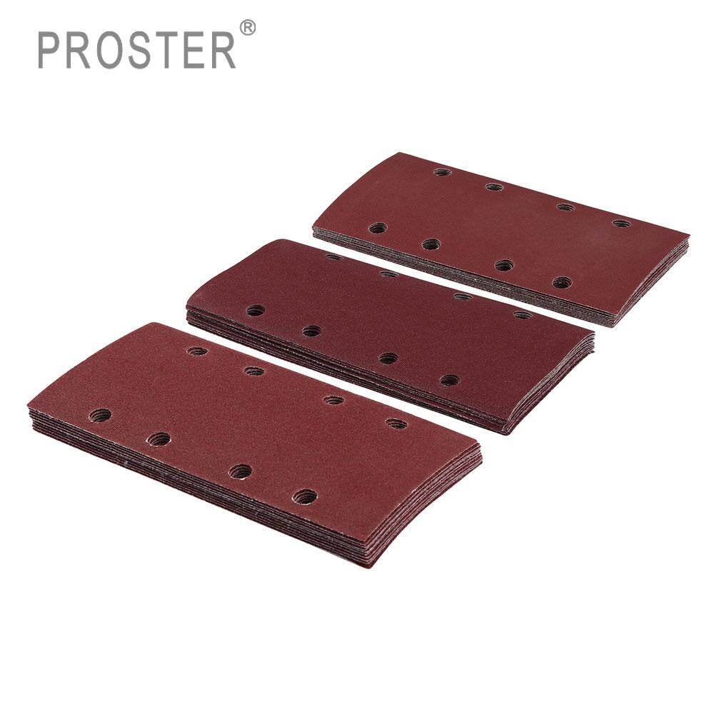 Proster 30 chiếc 1/3 đục lỗ chà nhám tờ 93x190mm giấy nhám lót nhám móc và vòng 80-180 phối nhám