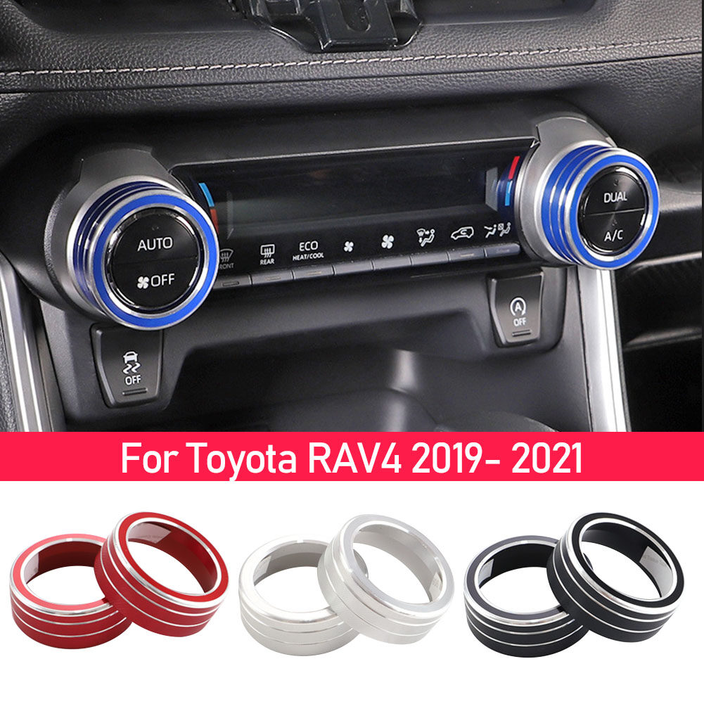 for Toyota RAV4 2019 2020 AC Knobs Air Conditioner Centre Console Switch Button 2pcs Blue Aluminum 