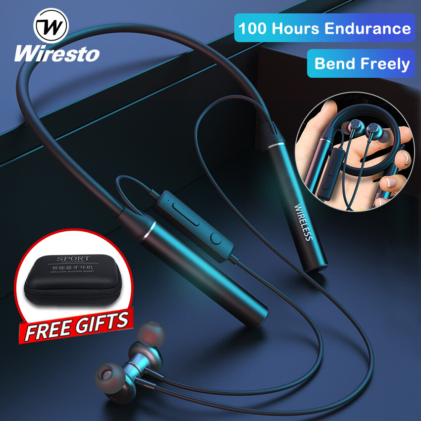 Wiresto Wireless Earbuds Neckband Wireless Headphones Neck Hanging Earbuds Gaming Earphone E-Sports Soft Silicone Sport Earphone HD Stereo Headset Magnetic Headphones ราคา 300 บาท*ส่งฟรี