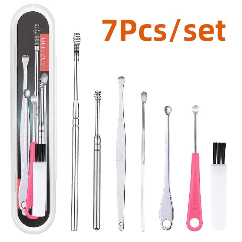 Dụng cụ lấy ráy tai 7 cái/bộ dụng cụ lấy ráy tai bằng thép không gỉ dụng cụ lấy ráy tai dụng cụ lấy ráy tai dụng cụ làm sạch tai chăm sóc