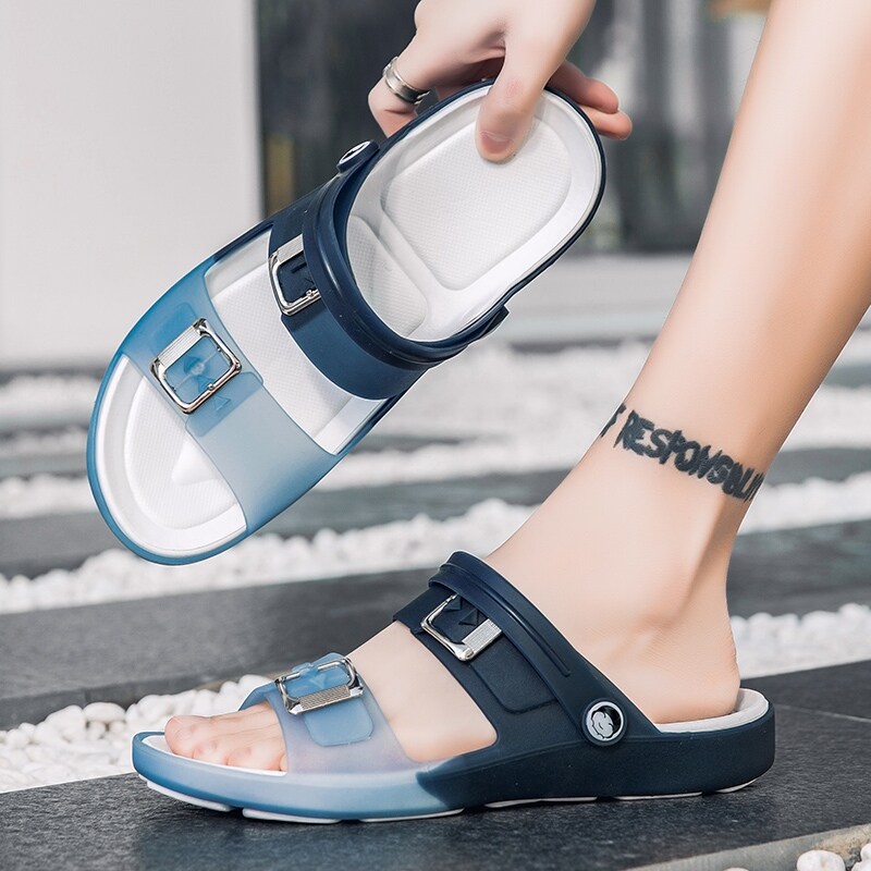 High-end♘✕❉ Male model of summer wear sandals driving end of dual-use leisure jelly is cool procrastinate men prevent slippery sport wear beach shoes
