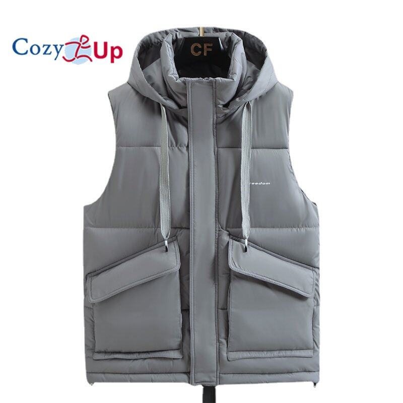 Cozy Up New Winter Jackets Solid Color Casual Thickened Warm Hooded Vest
