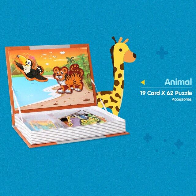 เด็กอัจฉริยะหนังสือแม่เหล็ก3D ปริศนาจิ๊กซอว์การฝึกอบรมสมองเกมของเล่นเพื่อการศึกษาสำหรับเด็กของขวัญฟรีของเล่นคริสต์มาส