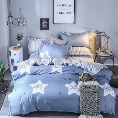 4PCS/Set Bedding Set Cartoon Comforter Duvet Quilt Cover Flat Bed Sheet Pillowcase Super Single Queen King (3)