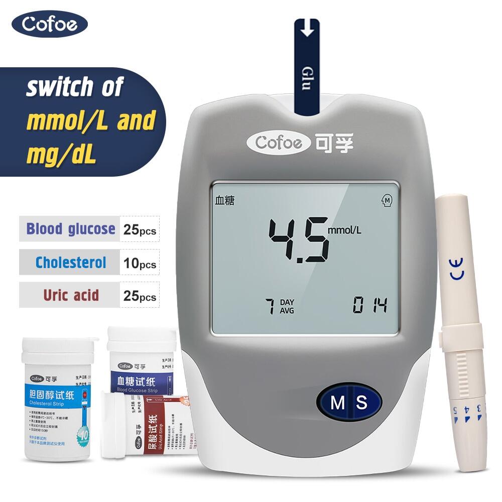 Cofoe kiểm tra cholesterol mét & Uric axit mét & Máy đo đường huyết 3