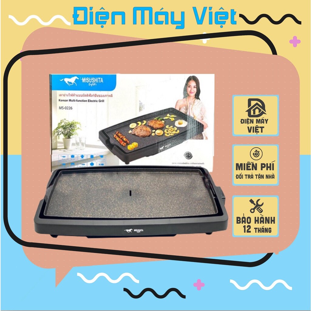 Bếp nướng điện Misushita vân đá chống dính, Bếp nướng điện không khói Thái Lan cao cấp