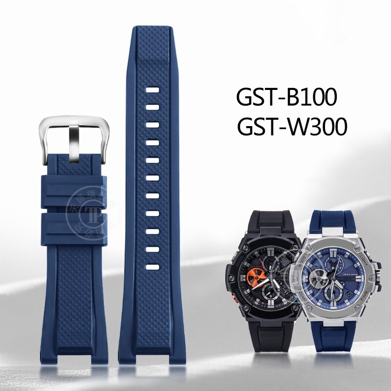 [Leather watchband branch]Dây Đồng Hồ Cao Su Silicon Cho Casio G SHOCK GST Series GST W300 210 400G S130 S310 S330 B100 Dây Đeo Đồng Hồ Dây Đeo Thể Thao Vòng Đeo Tay