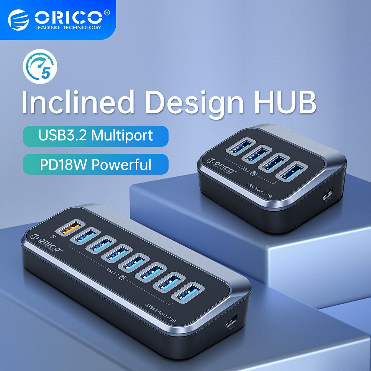 Orico bộ chia cổng usb c đầu đọc thẻ loại usb 3.2 sạc usb 18w pd 5gbps chạy bằng abs với phụ kiện bộ chuyển đổi điện cho máy tính để bàn