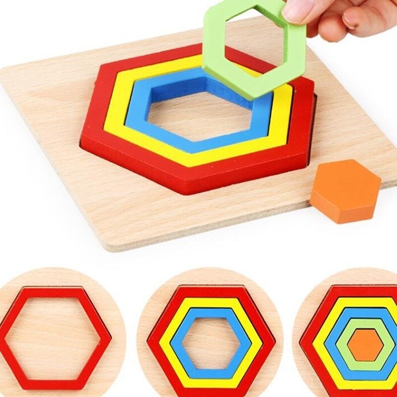 Mode Shop Early Education Geometry Aids Baby Product Wooden Puzzle Three-dimensional Children's Puzzle Toy