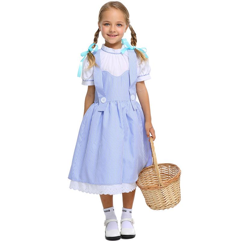 Kids Girls Halloween Costumes Cosplay Costume Stage Drama Costume Dorothy Dress ราคา  477 บาท*ส่งฟรี