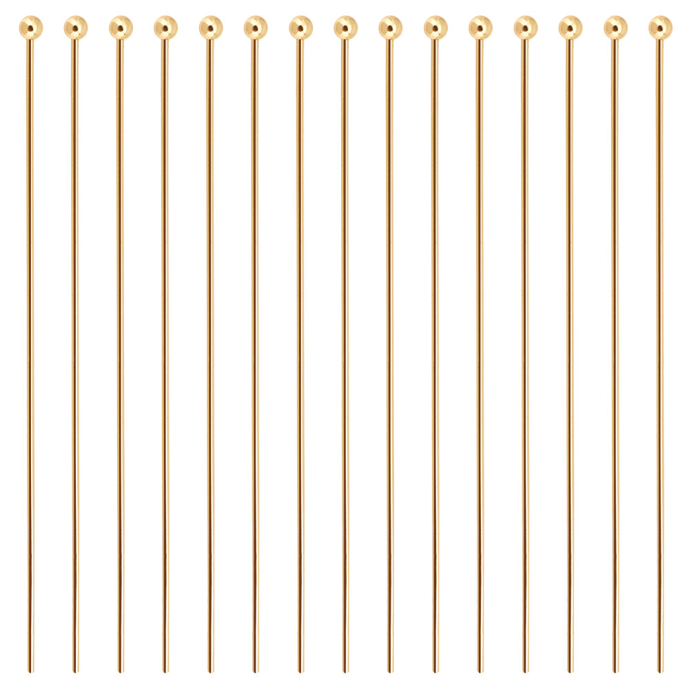 100pcs brass ball head pins real 18k gold plated 50x0.8mm 20 gauge head: 2mm