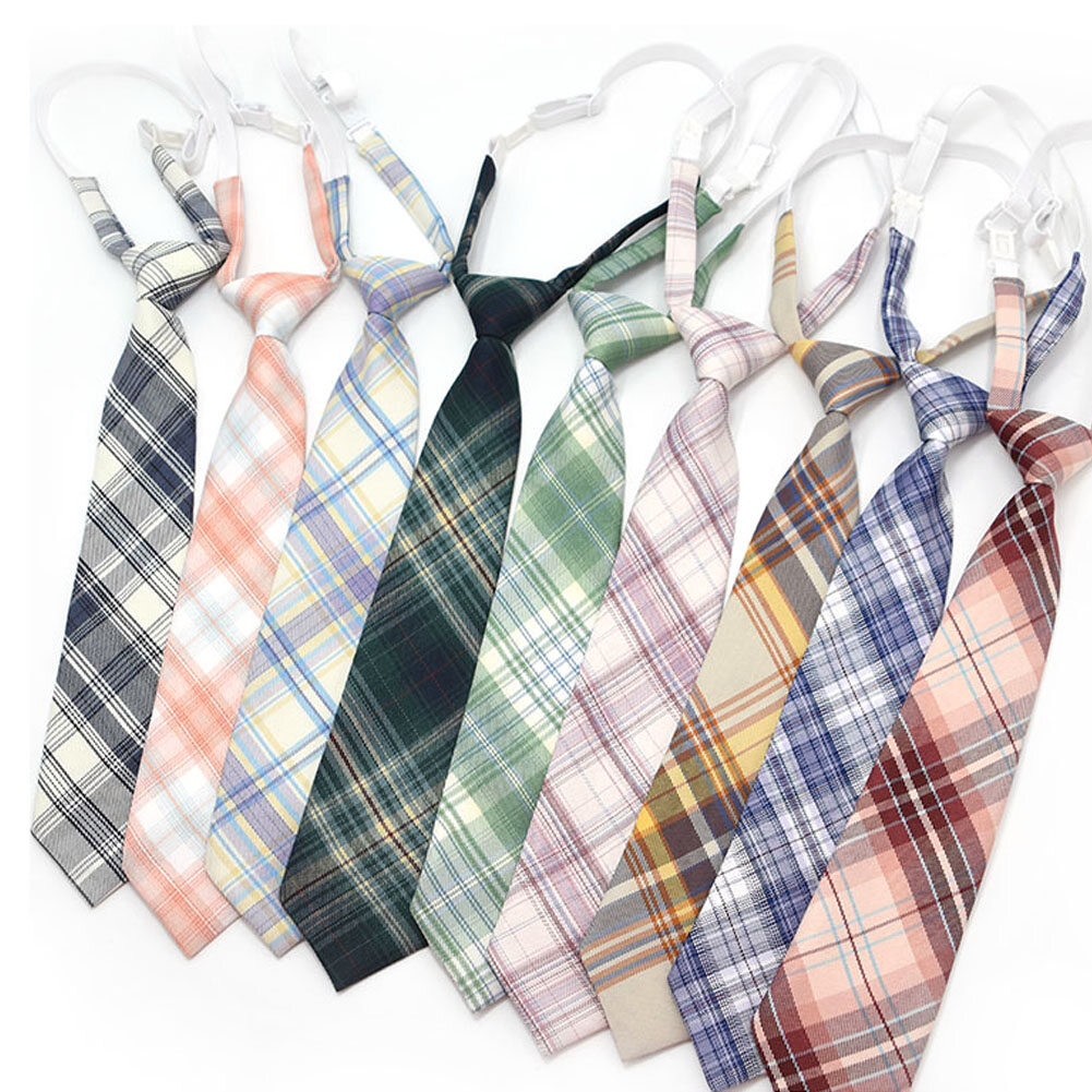Cà Vạt Đồng Phục Cao Su Mới Lạ Có Thể Điều Chỉnh Thời Trang Cho Nữ Cà Vạt Kẻ Sọc Mỏng Cho Bé Trai Bé Gái Bằng Cotton, JK Cà Vạt Kẻ Sọc