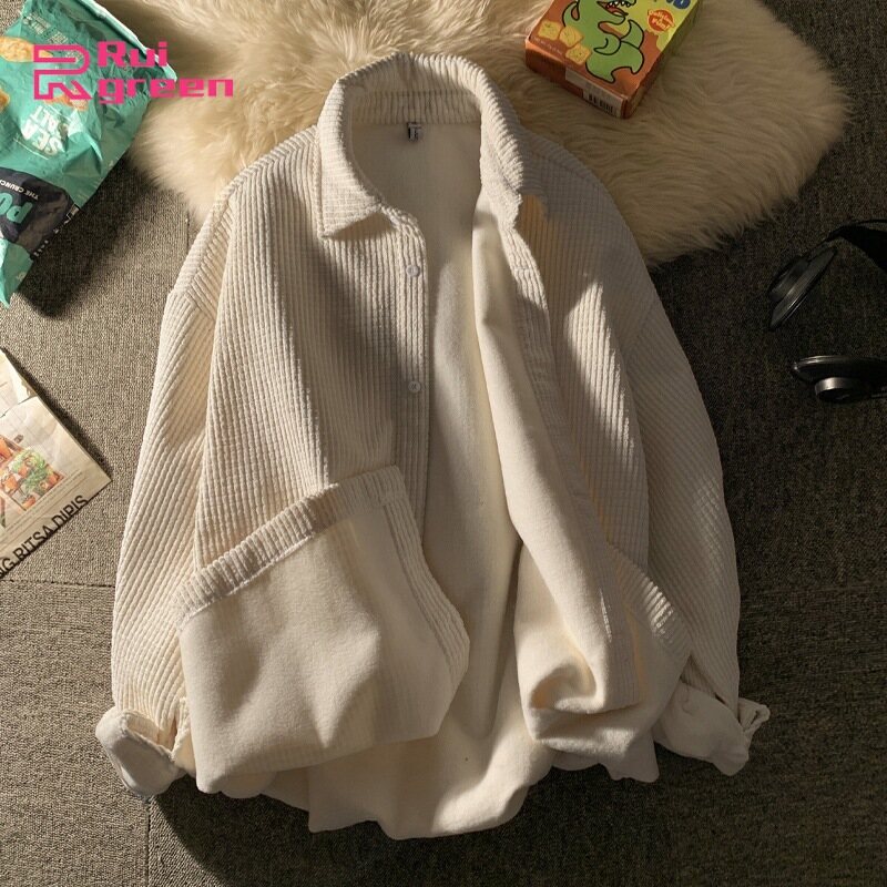 Áo Sơ Mi Nữ Dài Tay Ấm Áp Áo Cardigan Cổ Điển Hợp Thời Trang Áo Thun Màu Trơn Lót Lông Cừu Dày Dặn Màu Sắc: Màu Mơ Size: S