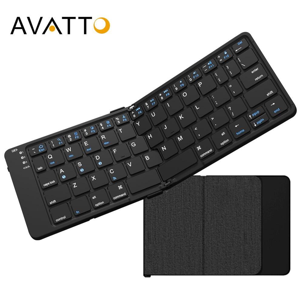 Avatto xách tay bluetooth không dây 5.1 bàn phím gập đồng bộ lên đến 3 thiết bị bàn phím mini cho Windows Andro máy tính bảng iOS điện thoại