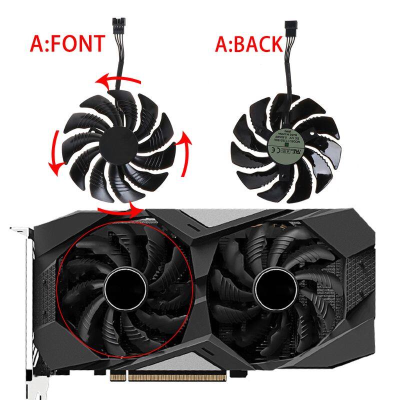 Quạt làm mát t129215su 88mm quạt làm mát, dành cho gigabyte geforce gtx 1050 1050ti 1060 1070 1070ti g1 radeon rx 570 580 gaming mi