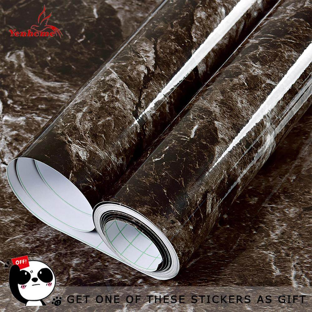 Yenhome Bán Tốt Ánh Sáng Đen Đá Hoa Cương Nhìn Đá Cẩm Thạch Liên Lạc Với Giấy Trang Trí Bếp Mặt Bếp Giấy Dán Tường Cho Phòng Tắm Tủ Kệ Lót 40*100 Cm